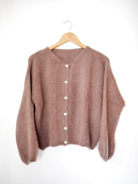 Long Sleeve Mohair Cardigan - Taupe