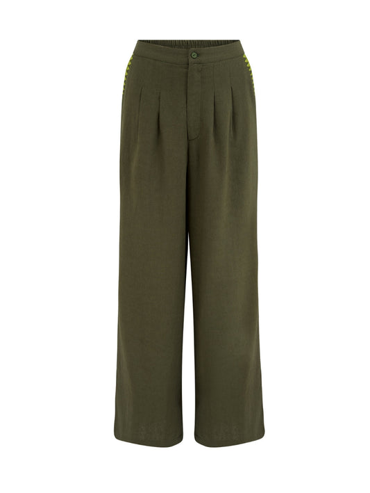 Lois Wide Leg Trousers- Olive