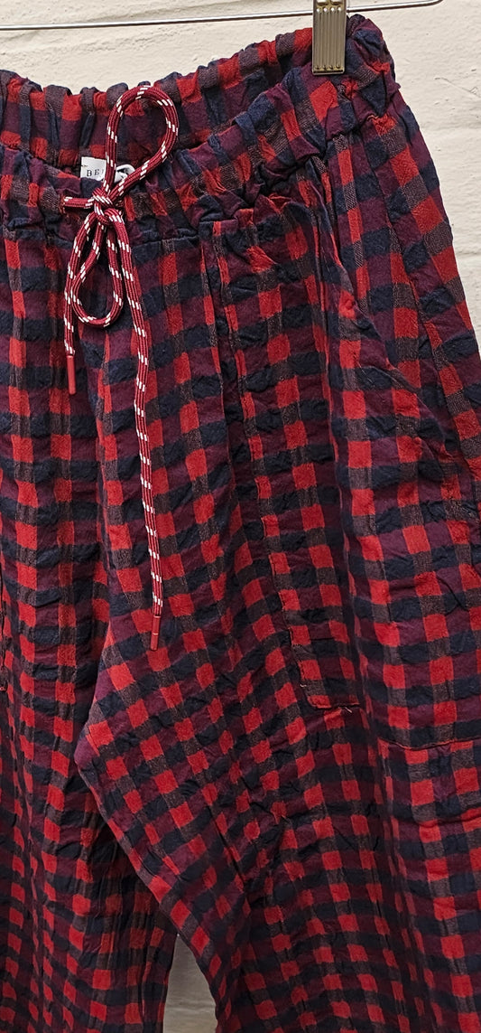 Gingham trousers - 2967 - Rust/Blue/Black