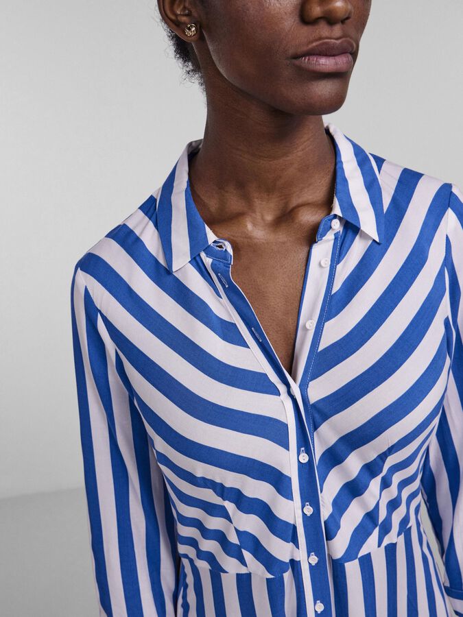 YASSavanna Long Shirt Dress - Dazzling Blue/White