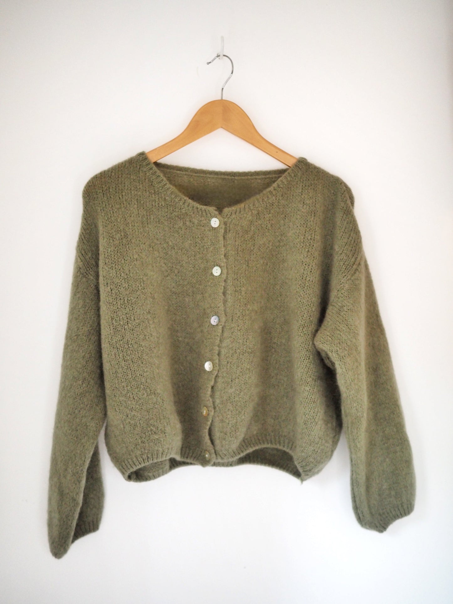 Long Sleeve Mohair Cardigan - Sage Green