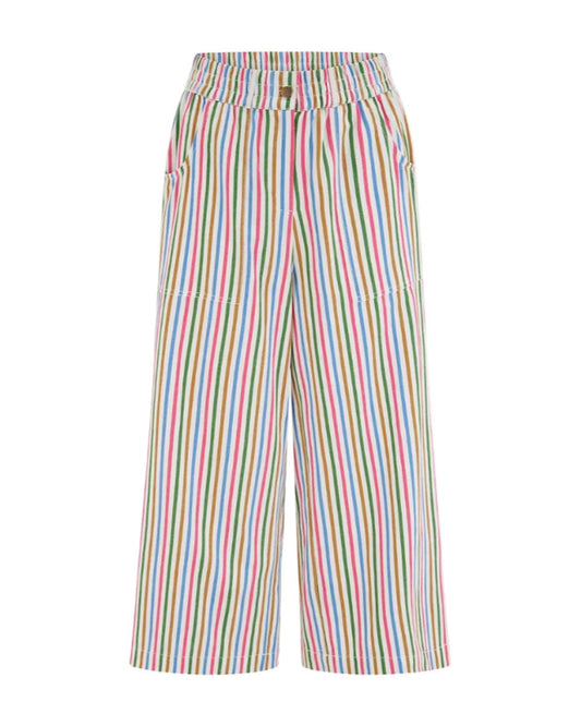 Charlene Cropped Trousers - Multi colourful canvas stripe
