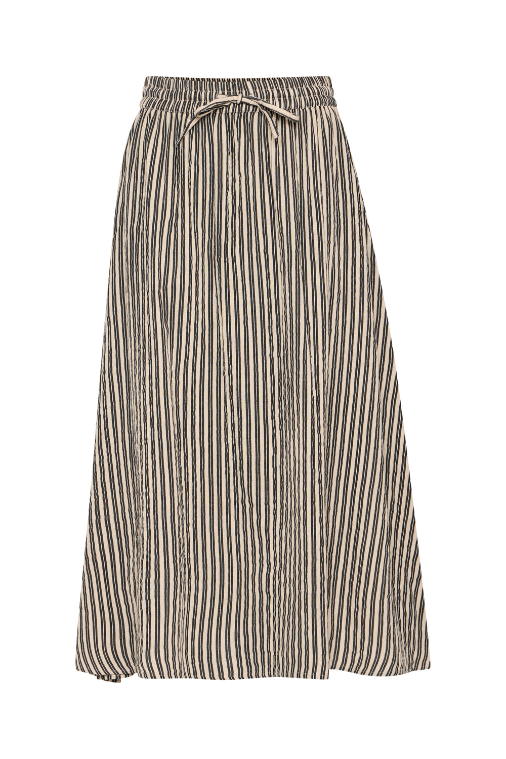 IAFoxa Black Striped Midi Skirt