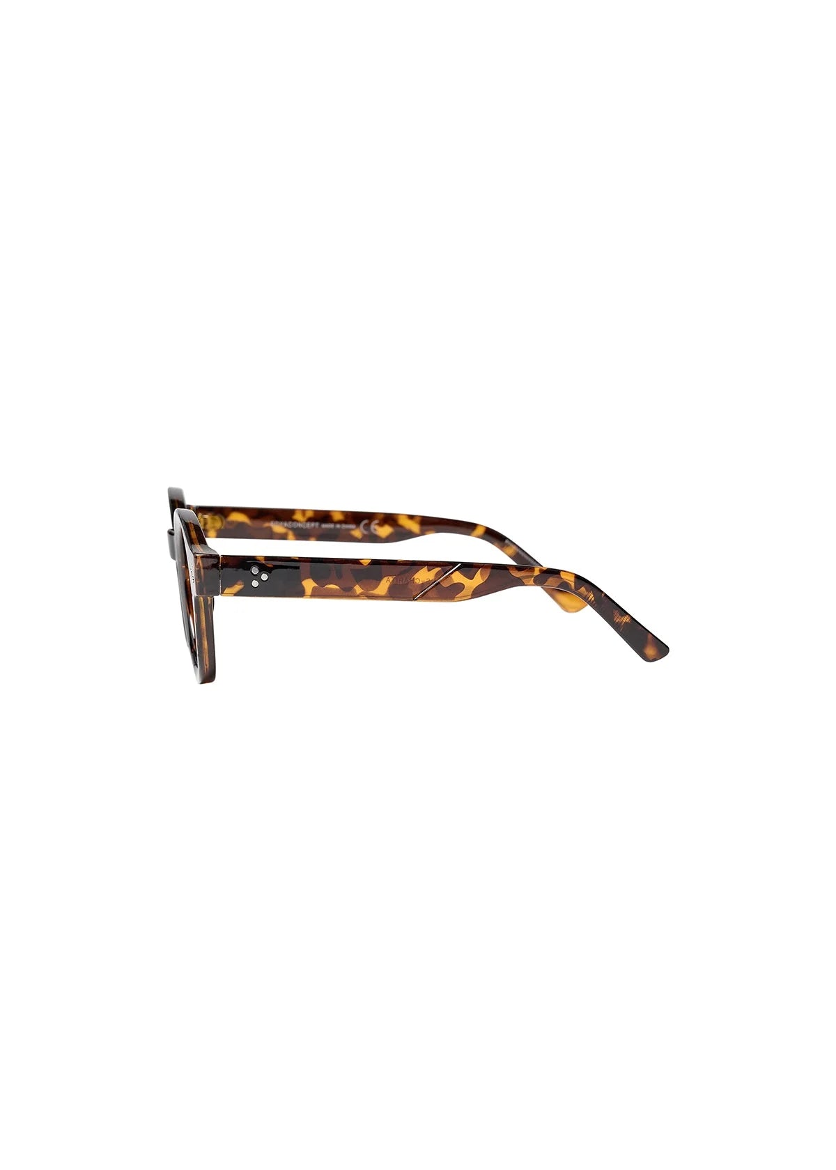 Sunglasses with tortoiseshell frame on a white background