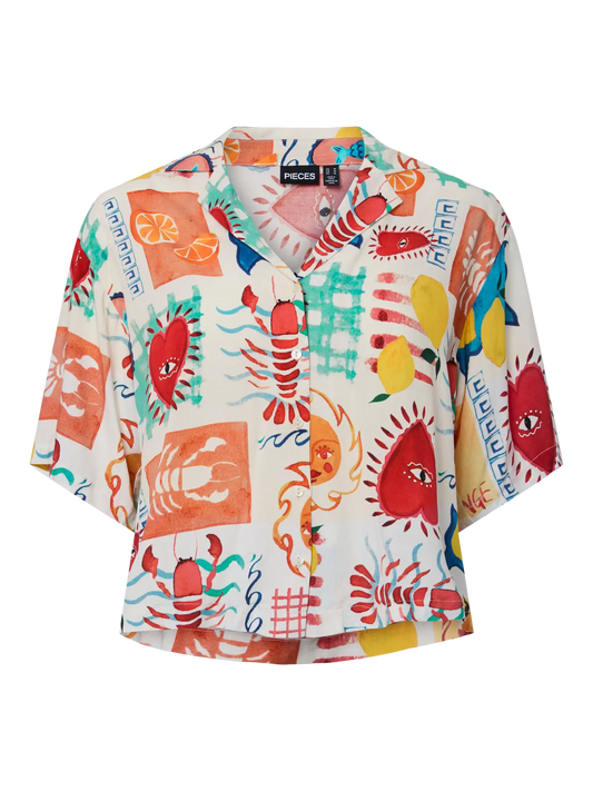 PCKlarisa Shirt-Eggnog/Heart Print