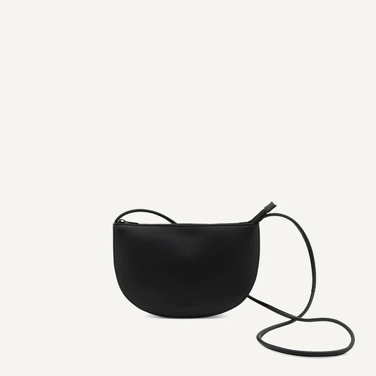 black half moon bag on white background